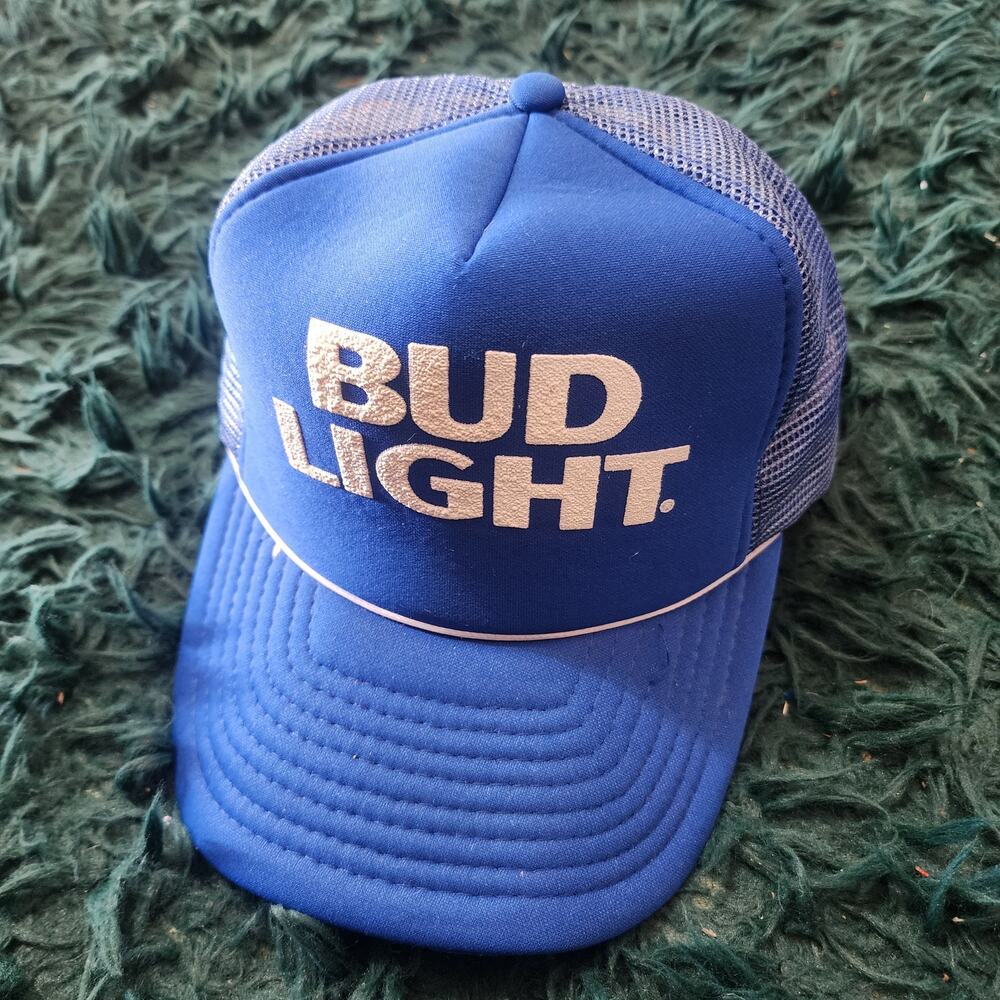 Vintage Bud Light Blue Mesh Trucker Hat Snapback Calhead Style 82 Adult - Picture 2 of 7